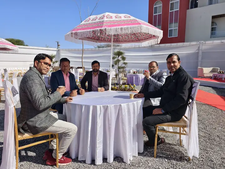 Team relaxing at an outdoor site event